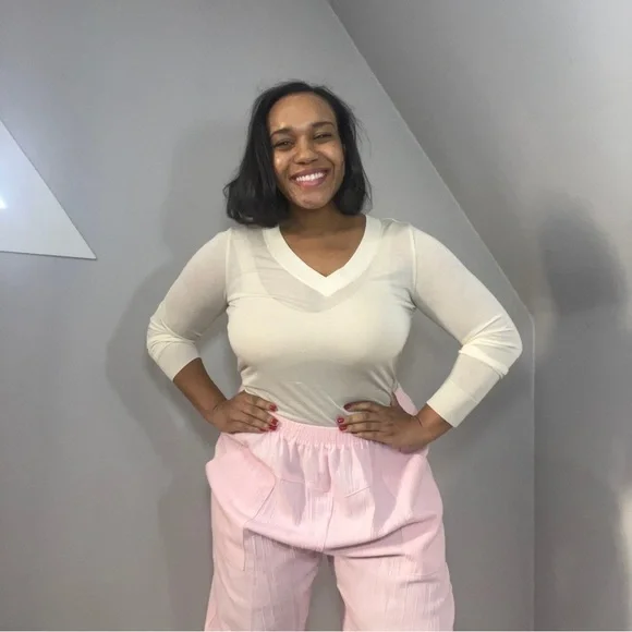 Vintage ballerina pink elastic waist cotton blend comfy lightweight ankle pants - Picture 14 of 14